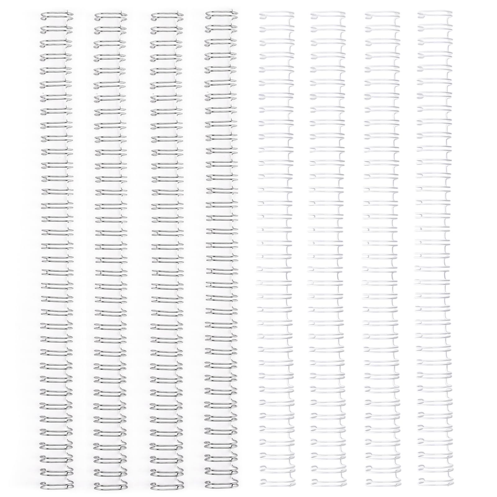 Vaessen Creative Various Metal Wires 3:1 White & Silver-8 Pcs Of 13 Mm Easy Binding Machine-For Bookbinding Notebooks, Documents, Planners, Journals And Albums, 30,5 Cm X 13 Mm