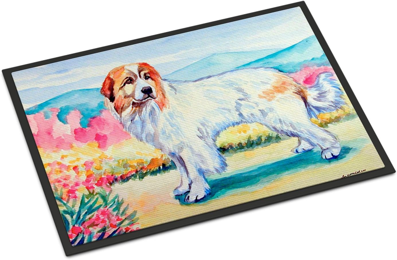 Caroline's Treasures 7130MAT Great Pyrenees Doormat 18x27 Front Door Mat Indoor Outdoor Rugs for Entryway, Non Slip Washable Low Pile, 18H X 27W