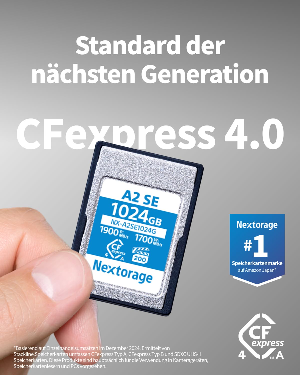 Nextorage CFexpress Typ A Karte 512GB, VPG200 japanische speicherkarte datenspeicher CF Express Type A Card, Kamera Zubehör für Sony/Fujifilm, A2SE NX-A2SE512G