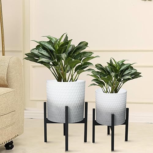 Miniatura 4 de Maceta con soporte de 10 y 12 pulgadas, maceta decorativa de panal degradado con soporte, macetas para interiores y exteriores con agujeros de