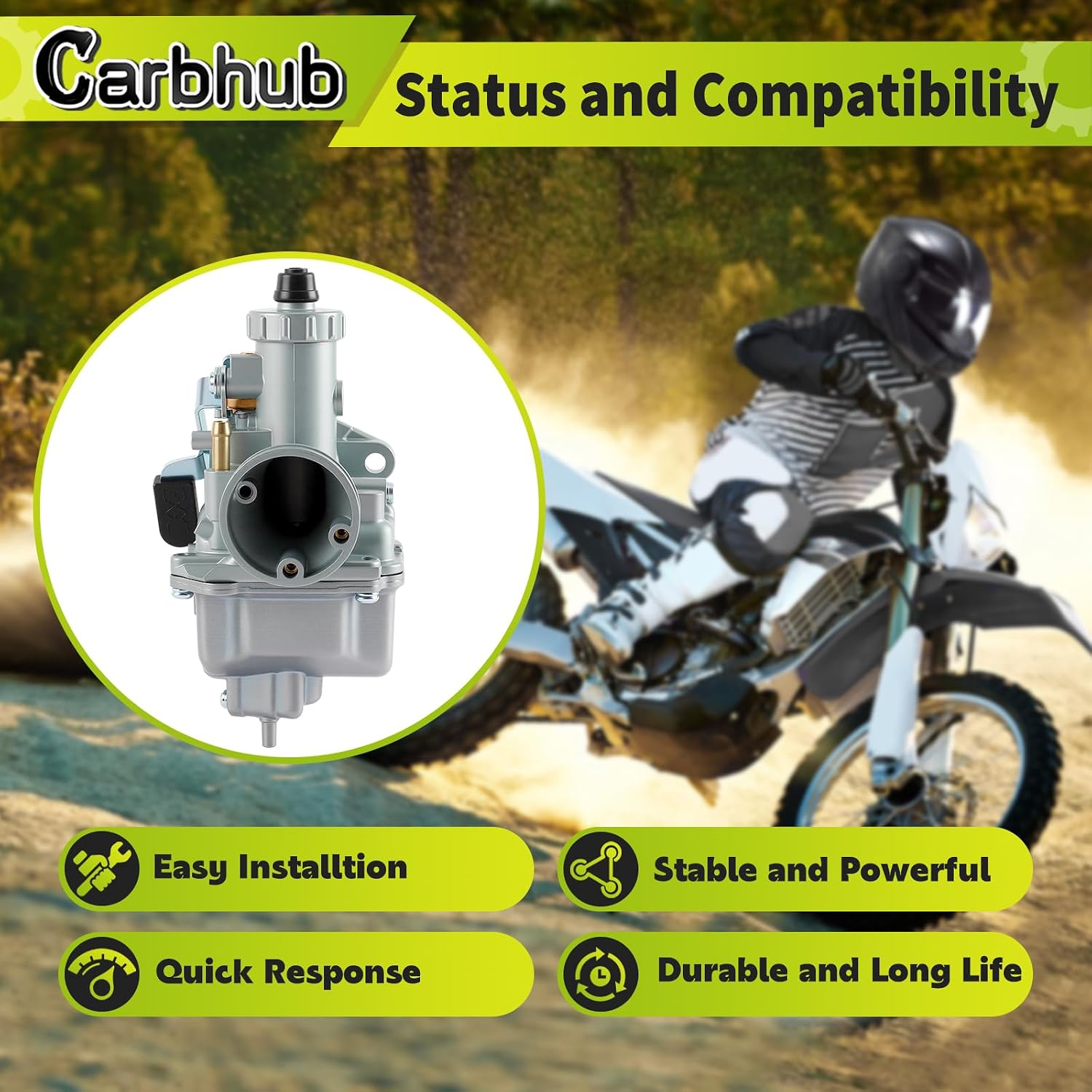 Carburetor for Intake Pipe Pit Dirt Bike 110cc 125cc 140cc Lifan YX Zongshen Pit XR50 CRF70 KLX BBR Apollo Thumpstar Braaap Atomic DHZ SSR VM22 26mm Carburetor