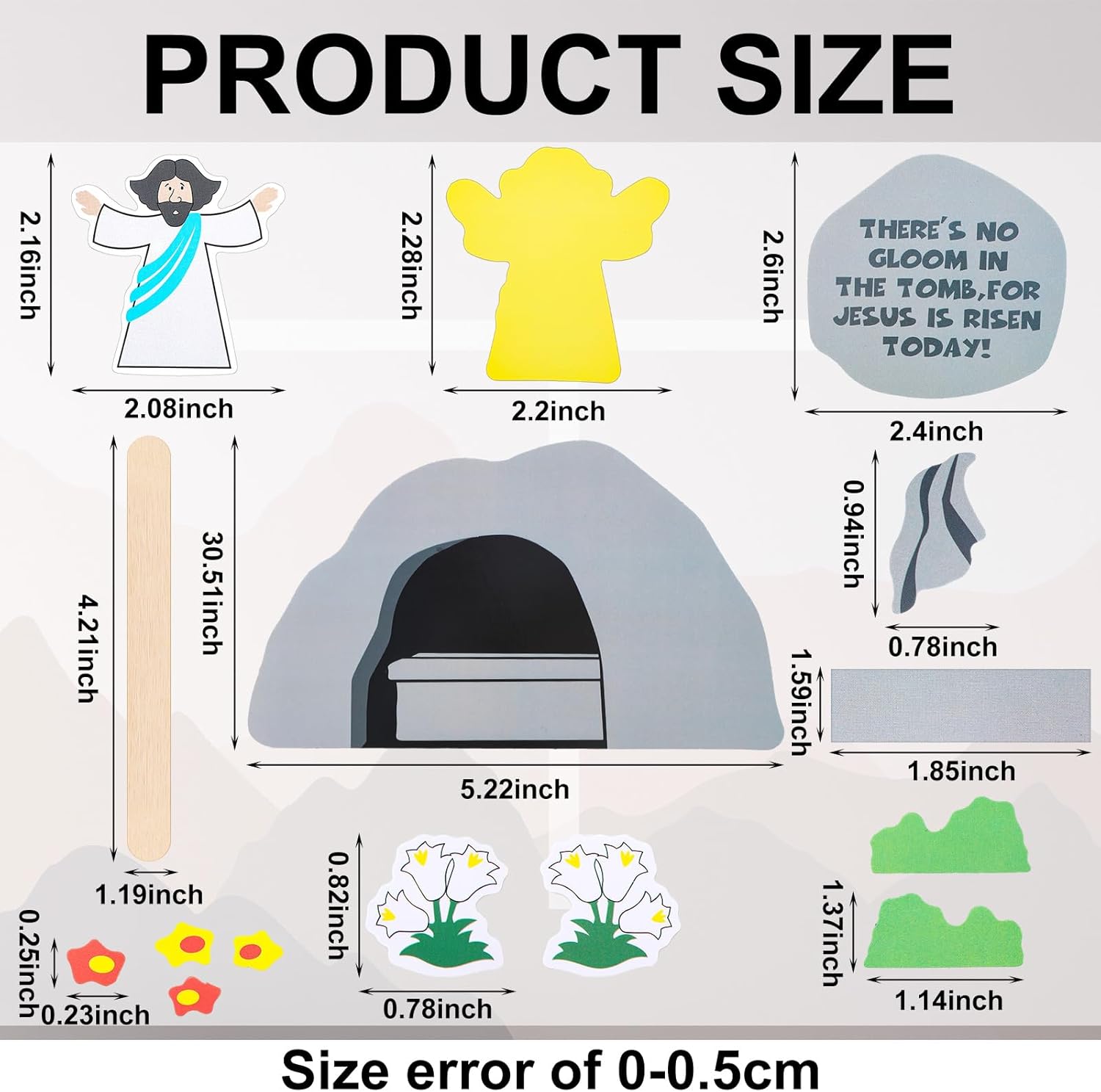 24 Set Religious Easter Crafts for Kids Christian Jesus is Risen Pop Up Crafts Kit Sunday School Cutouts for Easter Basket Stuffers Vbs DIY Home Class Activities Party Supplies