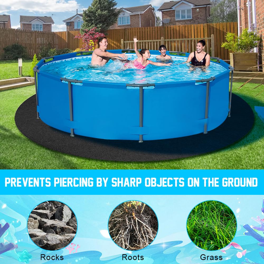 Tappetino per Piscina Rotondo, 4m Tappeto Base per Piscina, Telo di Fondo per Piscina Pieghevole, Tappetino Piscina Extra Spesso, Evita Forature, Protezione del Pavimento per Piscina Gonfiabile