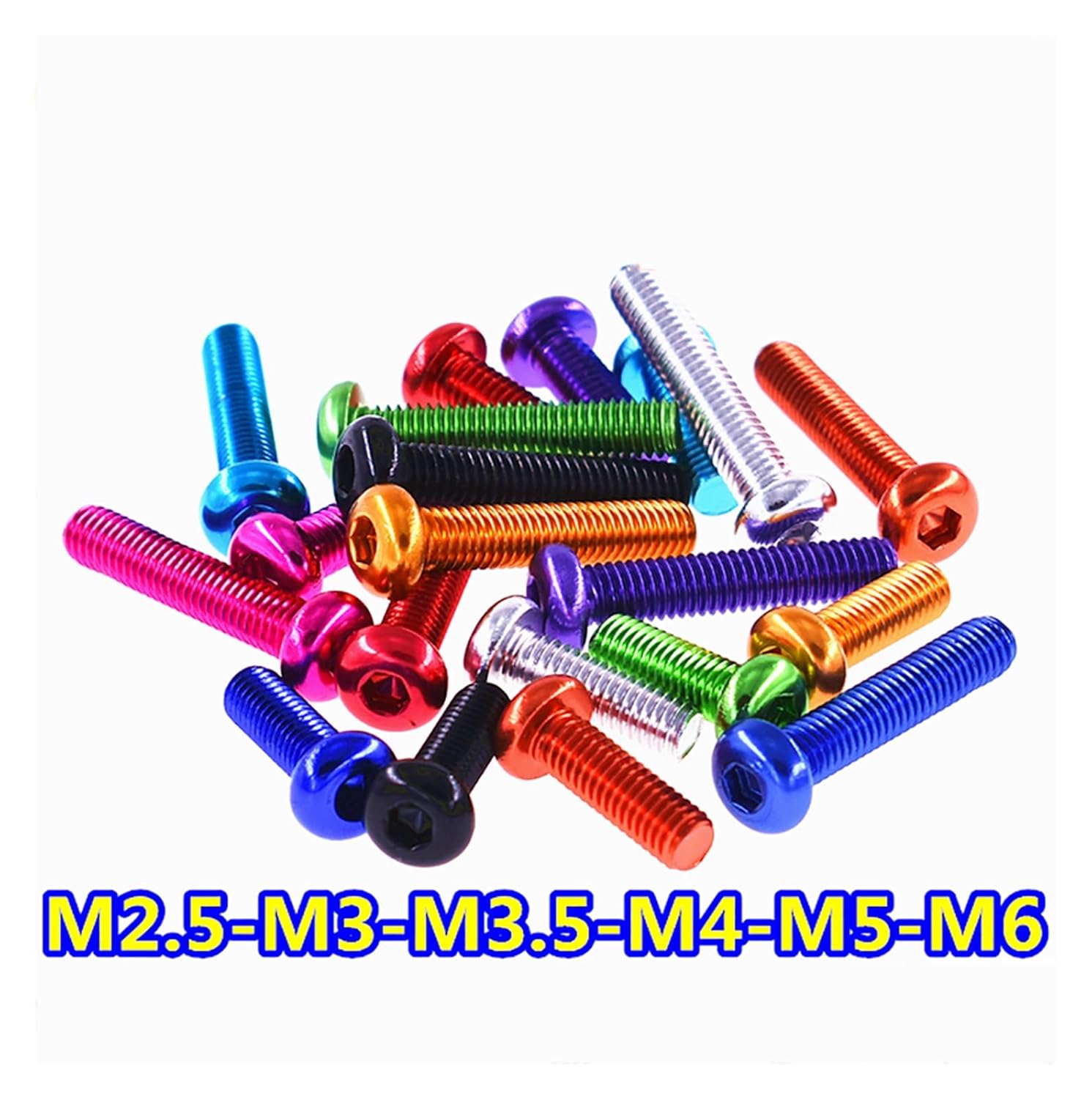 20pcs Colourful Hex Socket Head Screw M3*6/8/10/12/14/16/18/20/25/30mm 7075 Aluminum Alloy Button Round Allen Bolts(Black,M3x20mm)