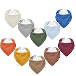 NISXABEBE Muslin Baby Bibs,Soft Triangular Baby Bandana Drool Bibs for Baby Boy Girl,Solid Colors Bib for Drooling Teething