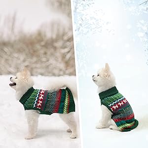 Mihachi Dog Sweater - Winter Coat Apparel Clothes with Colorful Stripes for Cold Weather