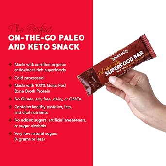 Paleovalley Superfood Bars Red Velvet 12 Pack 9g Protein per Bar Gluten-Free, Grain-Free, Paleo, Non-GMO On-the-Go Snack