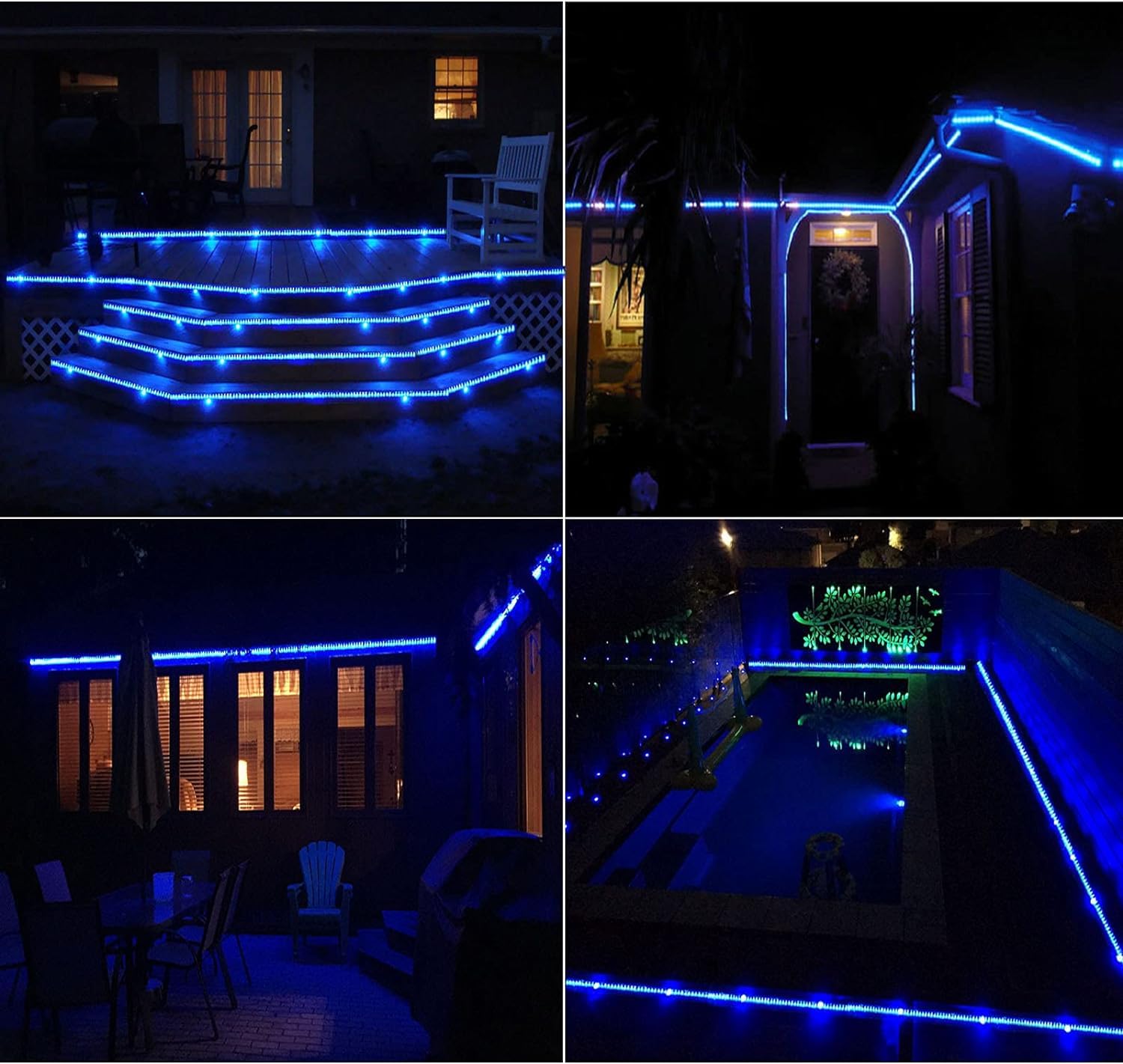 KINGCOO Solar LED Streifen Lichter Außen, Wasserdicht 10M 560Led Lichtleisten Solar Seilleuchten Lichterkette mit Fernbedienung für Garten Terrasse Hochzeit Party Weihnachtsdekoration (Blau)