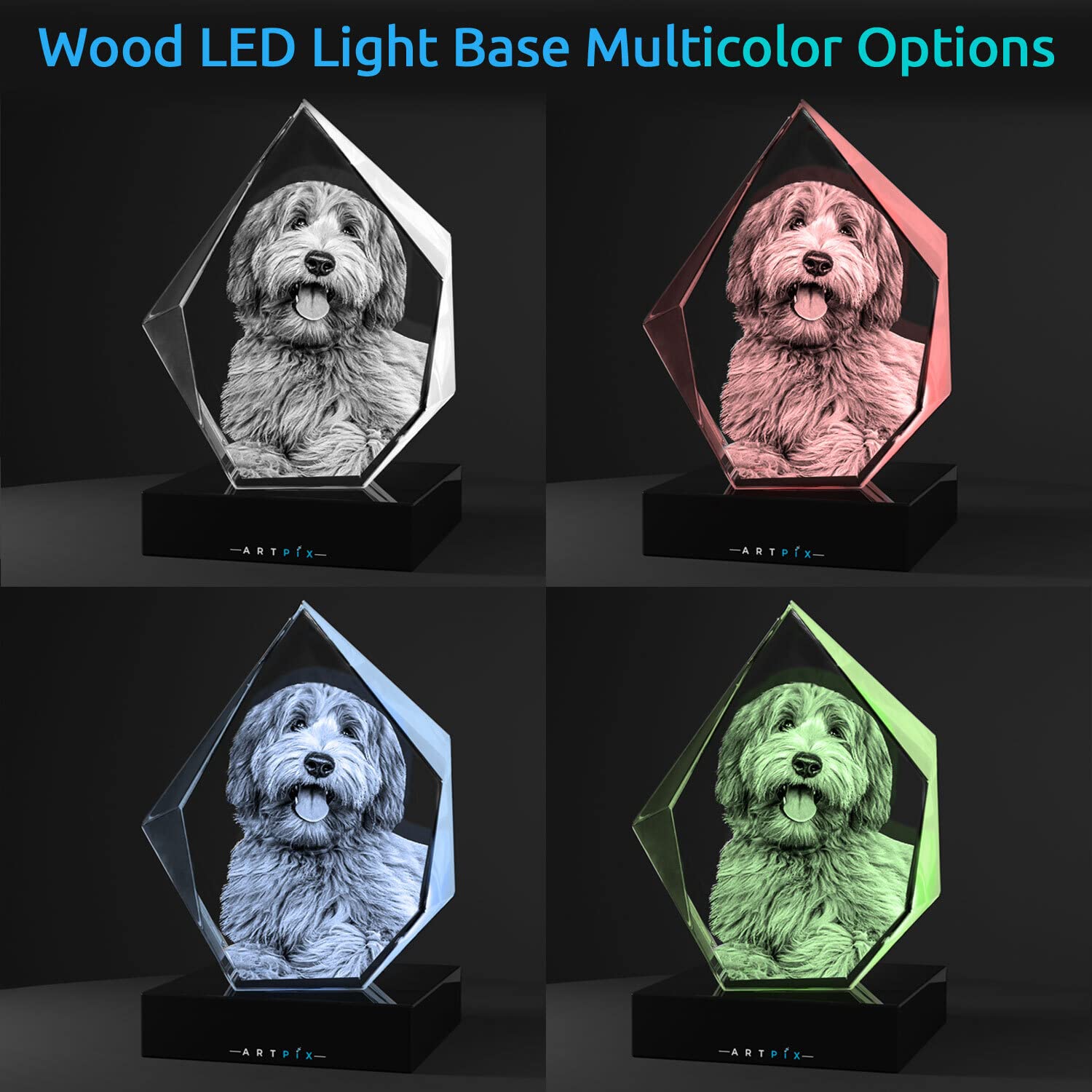 ArtPix 3D Crystal Photo, regalo personalizado con su propia foto, imagen grabada con láser 3D, cristal de corazón grabado, regalos de cumpleaños conmemorativos para mamá, papá, hombres, mujeres
