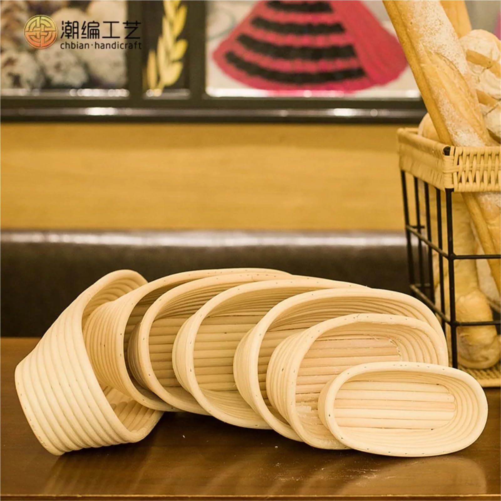 Cesta de masa madre fermentación mimbre, cestas prueba tejidas Banneton ovaladas, pan Dougn Para Pan(21x15x8cm)