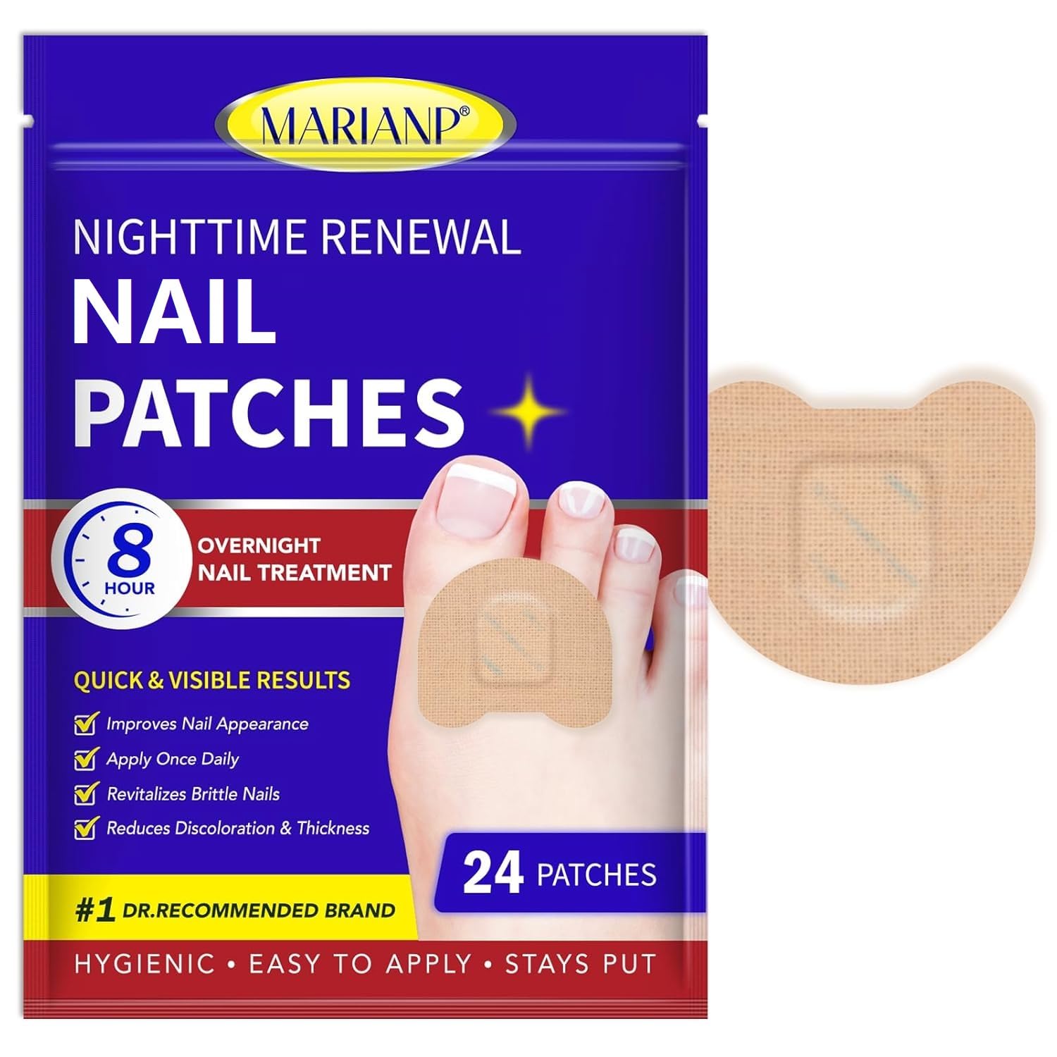 Toenail Fungus Treatment Extra Strength - Nighttime Fungal Nail Patches, Overnight Toe Nail Fungus Treatments for Damaged Nails Foot Nails Repair and Care, 24 Pcs