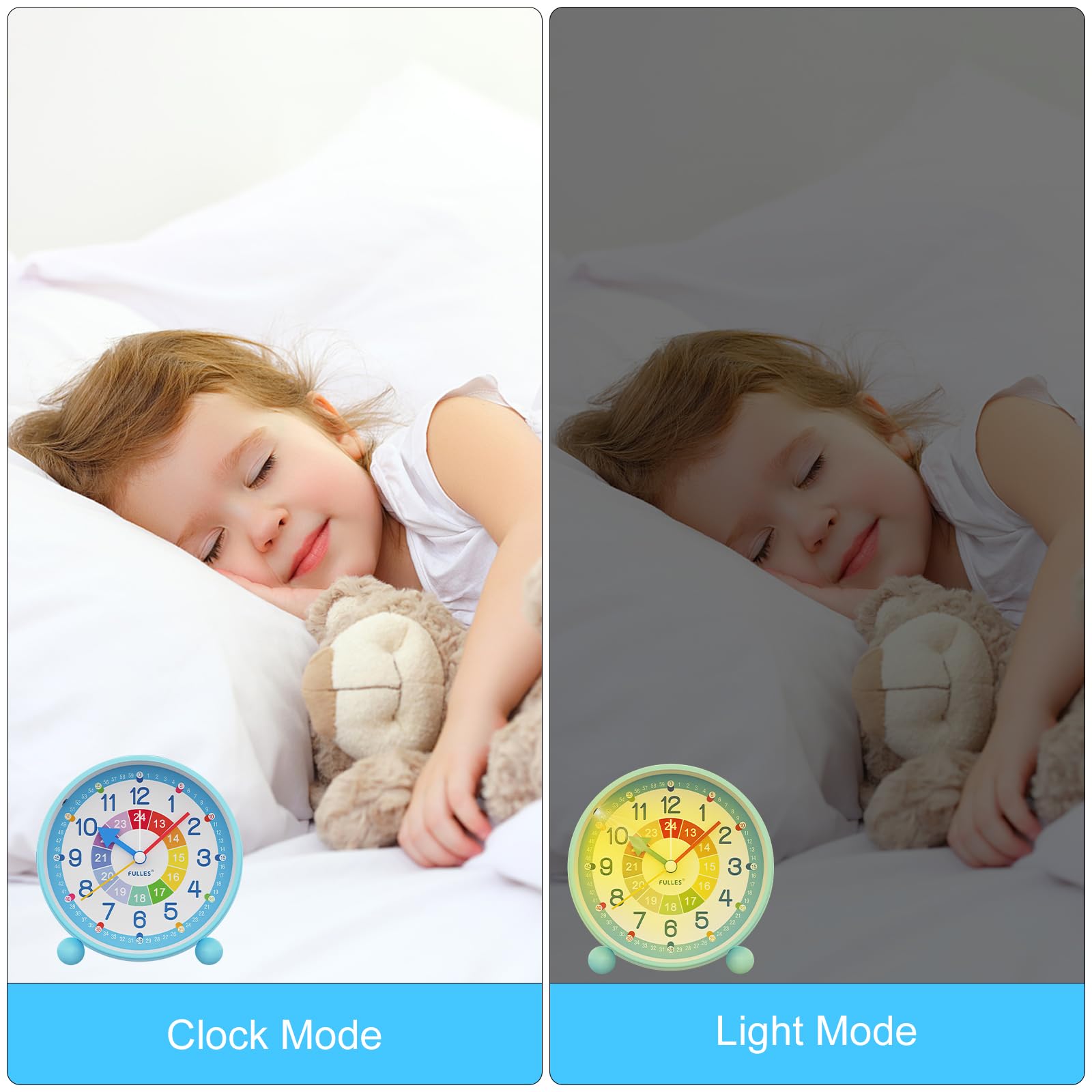 VOSSOT Réveil Numérique Enfant – Silencieux, Veilleuse, Snooze, Compact, Piles AA – Rose, Sans Tic-tac