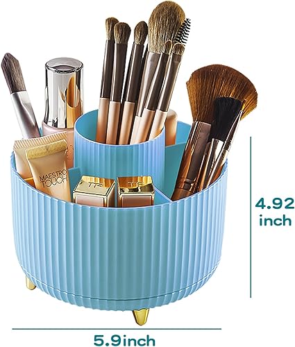 Miniatura 42 de Organizador de brochas de maquillaje giratorio de 360°, organizador de maquillaje, organización de maquillaje y almacenamiento de cuidado de la piel