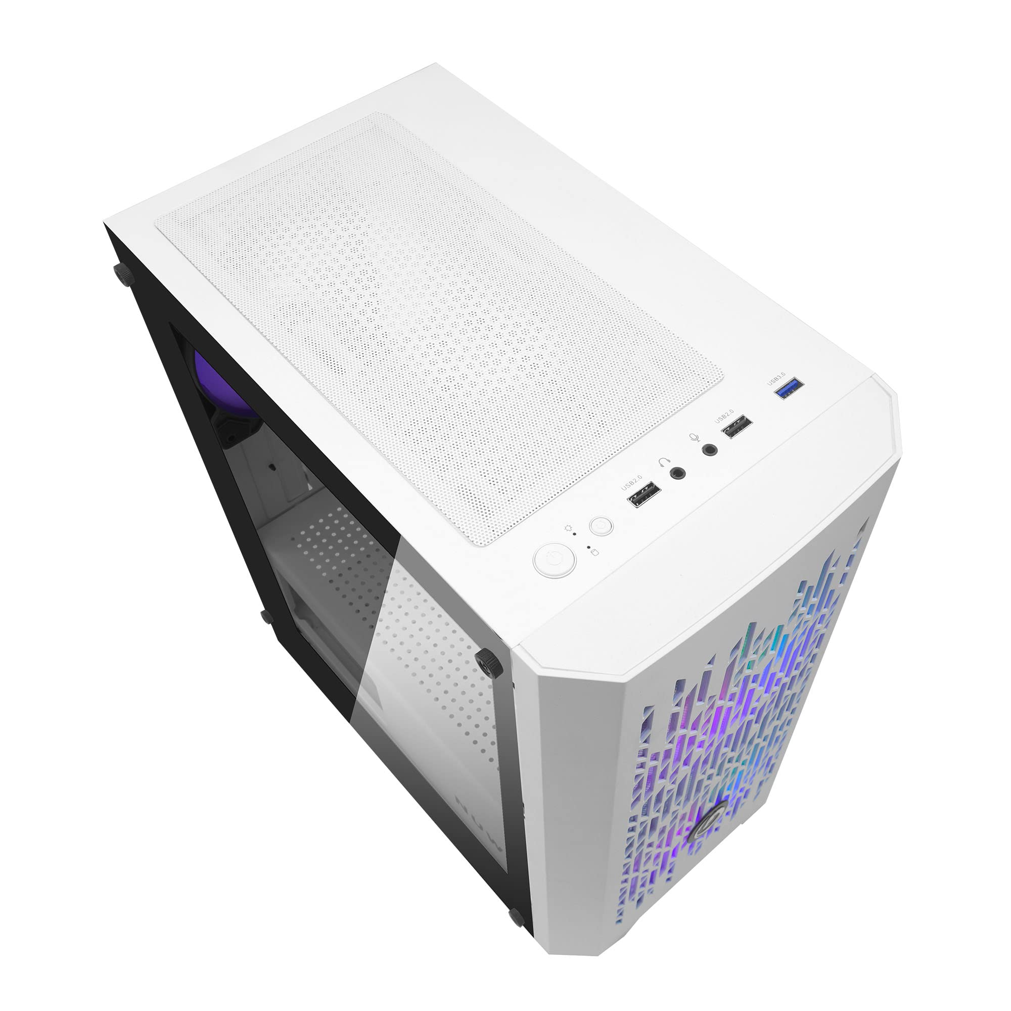 Nuwo Blitz R25 PC-Gehäuse Micro-ATX – Weiß Mit Glasfenster, 3 RGB-Lüftern, 388 X 350 X 203 Mm