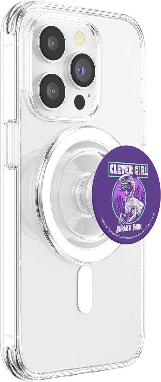 Jurassic Park Clever Girl Purple Hue Portrait PopSockets MagSafe PopGrip for iPhone