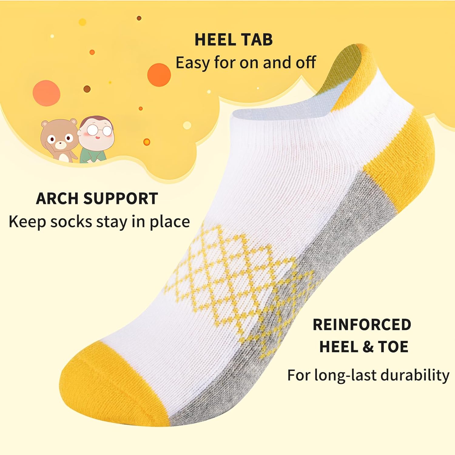 Comfoex Boys Socks 6 Pairs Ankle Athletic Sock Half Cushioned Low Cut Socks For Little Big Kids - Image 4