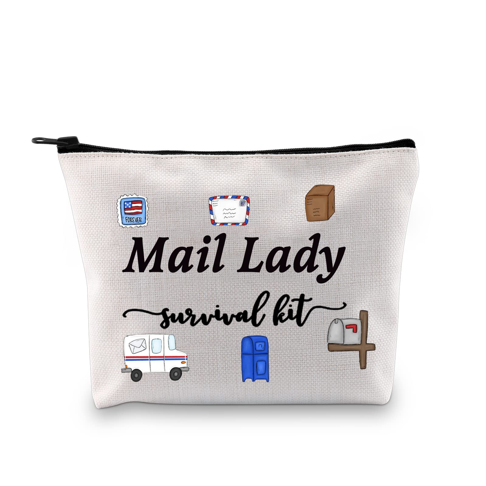 GJTIM Mail Lady Survival Kit Postal Worker Gift Zipper Pouch Makeup Bag Appreciation Gift for Mail Carrier Mailman (Survival Mail Lady Bag)