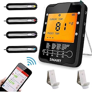 Bezprzewodowy termometr Bluetooth Zdalna sonda Cyfrowa kuchnia Gotowanie Jedzenie Mięso Podświetlenie Termometr z sześcioma sondami do grilla Smoker Grill Piekarnik (kolor: pomarańczowy