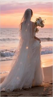 Cathedral Wedding Veil 4 Tier White Bridal Veil with Comb Elegant Cathedral Length Veil with Delicate Cut Edge, A Timeless Drop Veil for the Bride's Wedding Ceremony & Photo Session.