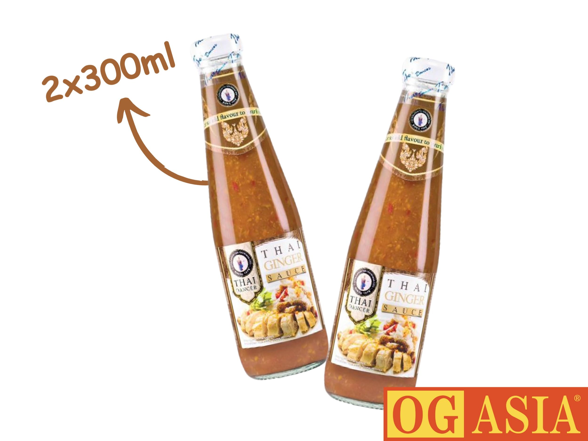 THAI DANCER Lot de 2 bouteilles de sauce thaïlandaise authentique au gingembre OG ASIA 600 ml