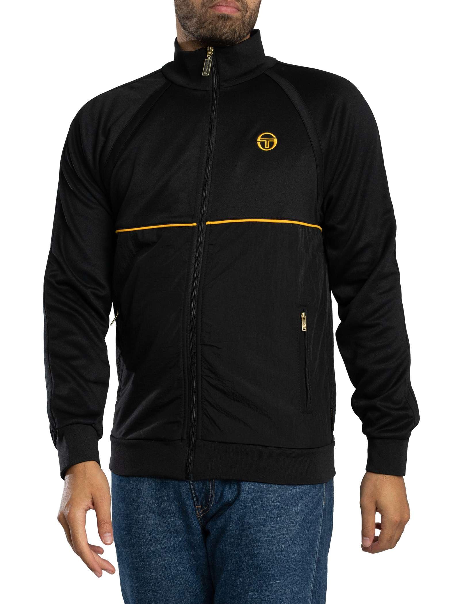 Sergio Tacchini Men's Black New Catania Track Jacket, L