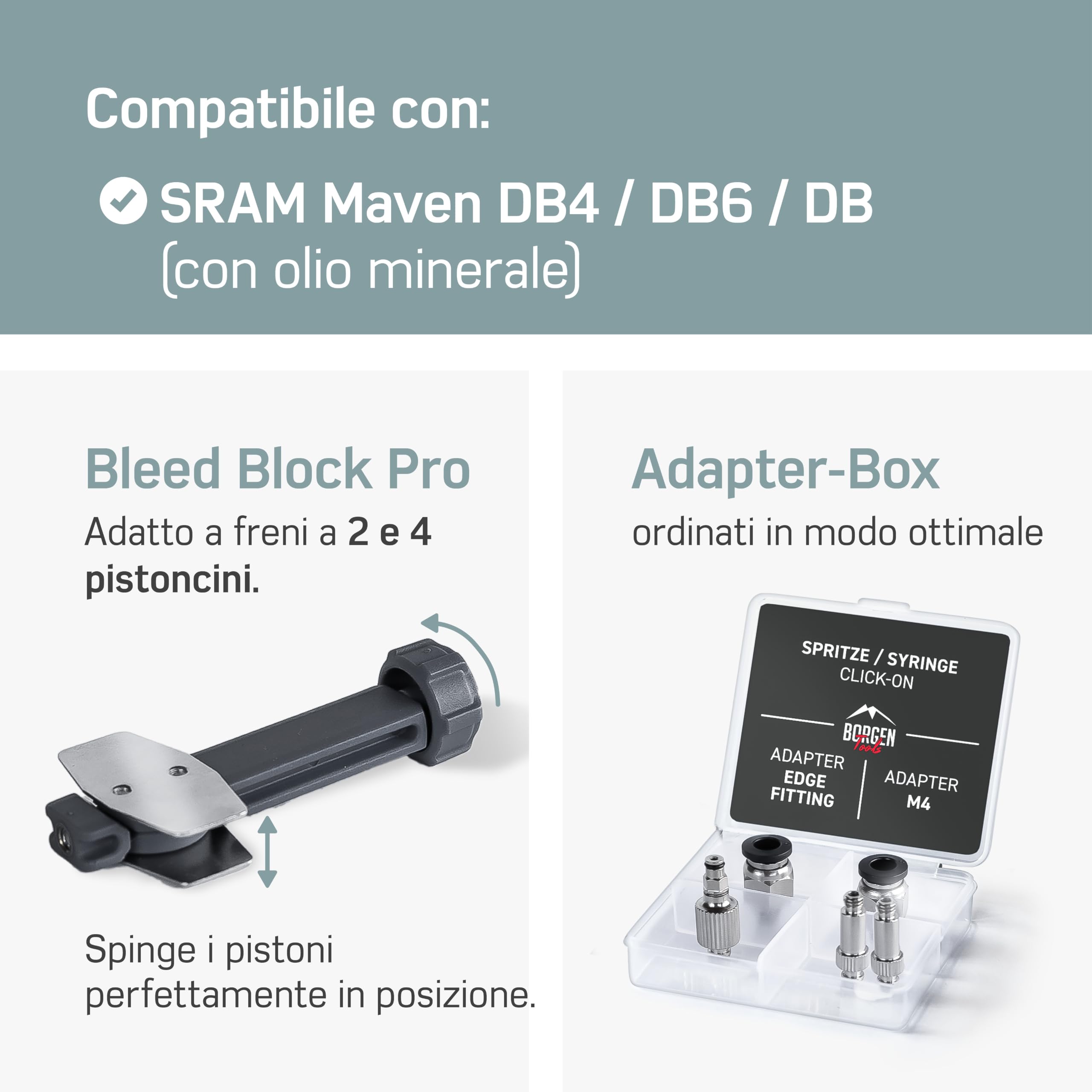 Borgen Kit Spurgo PRO per Freni a Disco SRAM Maven & Db per Bicicletta - Kit spurgo Freni sram con Istruzioni, 100 ml Olio Minerale, per SRAM Maven, DB4, DB6 e DB8
