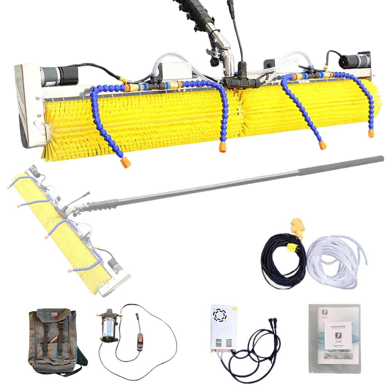 IUokLU Solar Panel Cleaning Kit with Telescopic Brush, Long Cord and Pipe for Efficient Maintenance(7m)