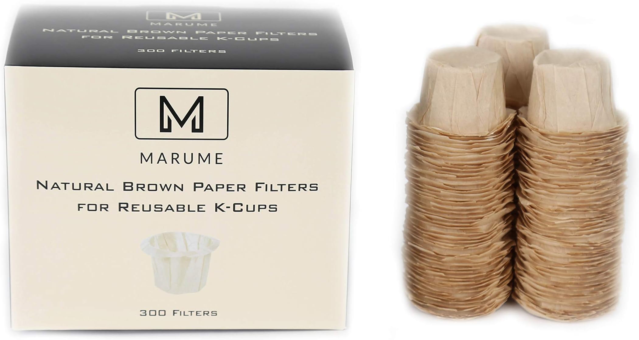 300 Paper Filters with Lid for Reusable K-Cups for Use in Keurig Coffee Brewers - Simple Cups, EZ-Cups, EkoBrew (Natural Brown No Lid)… (Natural Brown (No Lid))