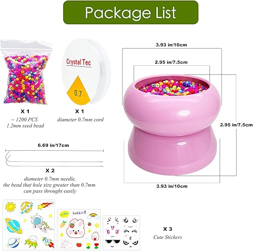 Miniatura 4 de Xmada Giratoria de Cuentas Eléctrica - Giratoria de Cuentas con Agujas de Enhebrado de 2 Piezas y Cuentas de Semilla, Kit de Cuentas de Cintura,