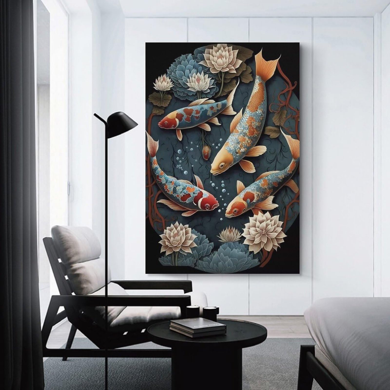 Junmoney Unframe-Koi Fantasy World Canvas Wall Art Koi Fantasy World, 20X30inch(50X75cm), For Gallery Wall Decor And Room Displays, Decorative Artwork With Flexible Styling