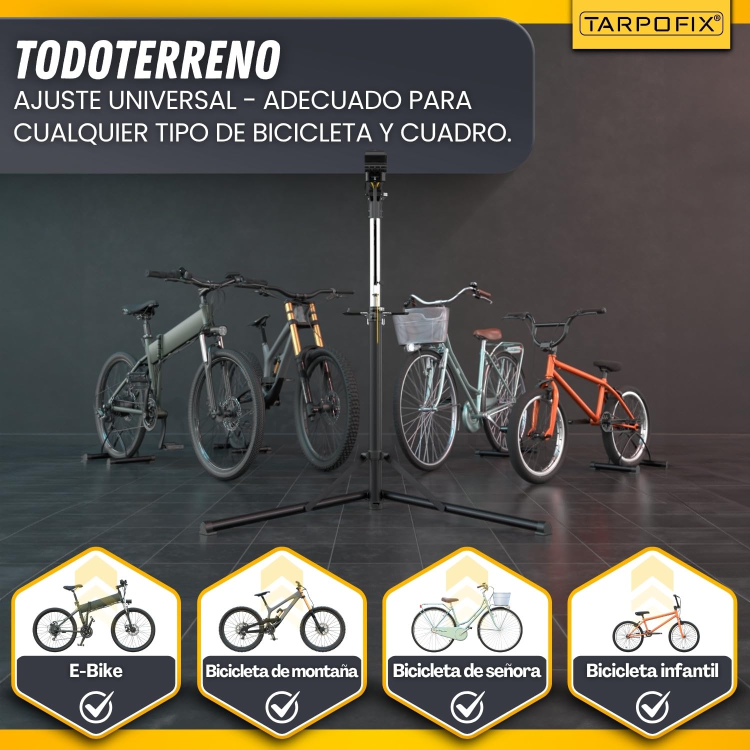 Tarpofix® Soporte Taller Bicicleta Profesional Hasta 50kg | Soporte Reparación Bicicleta | Soporte Para Bicicleta Y E-Bike | Soporte Bici Robusto Para Mantenimiento Y Reparación