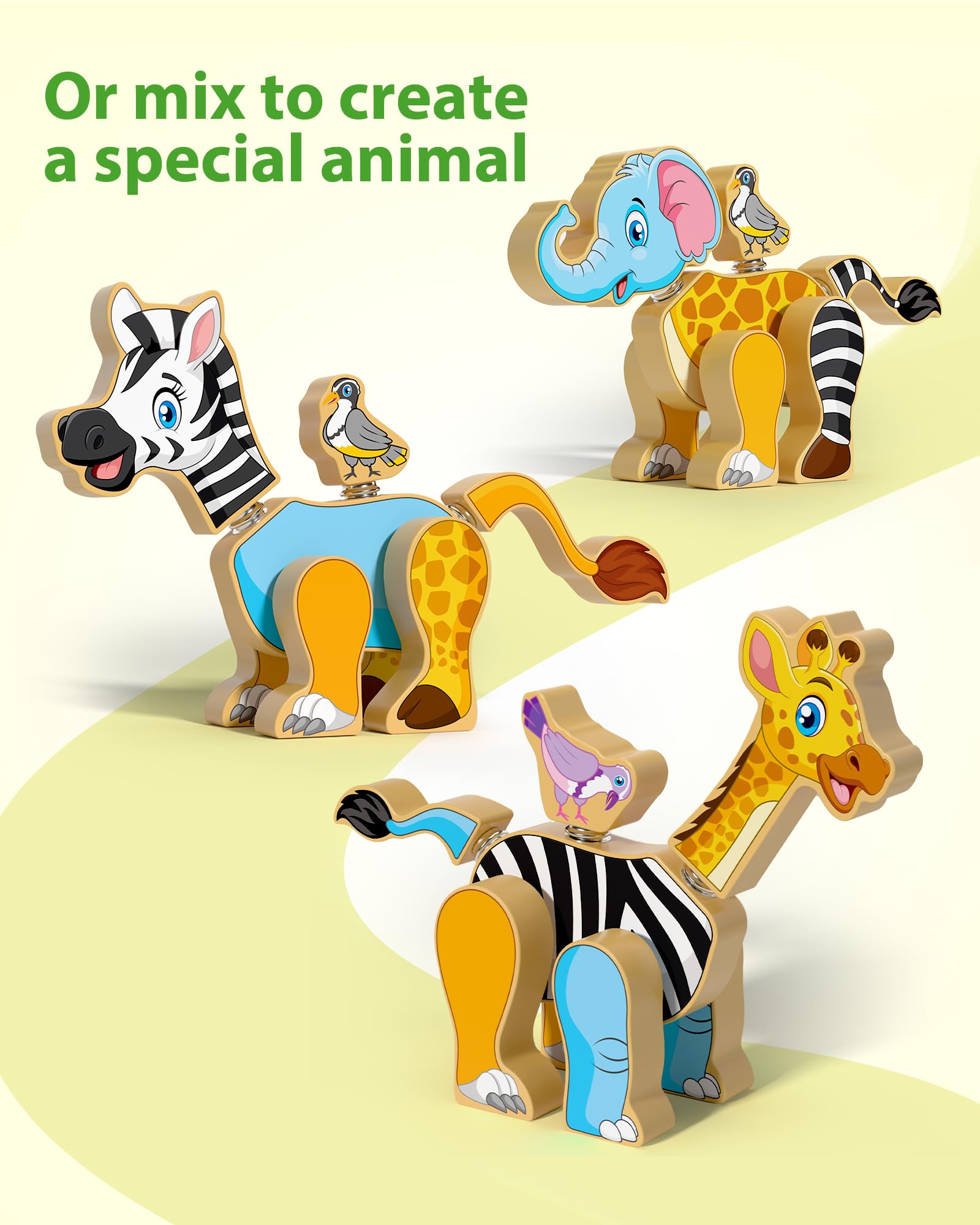 Coogam Wooden Snap Together Building Toy, Take Apart Construction Builders, Assembly Animal Building Blocks - Image 3