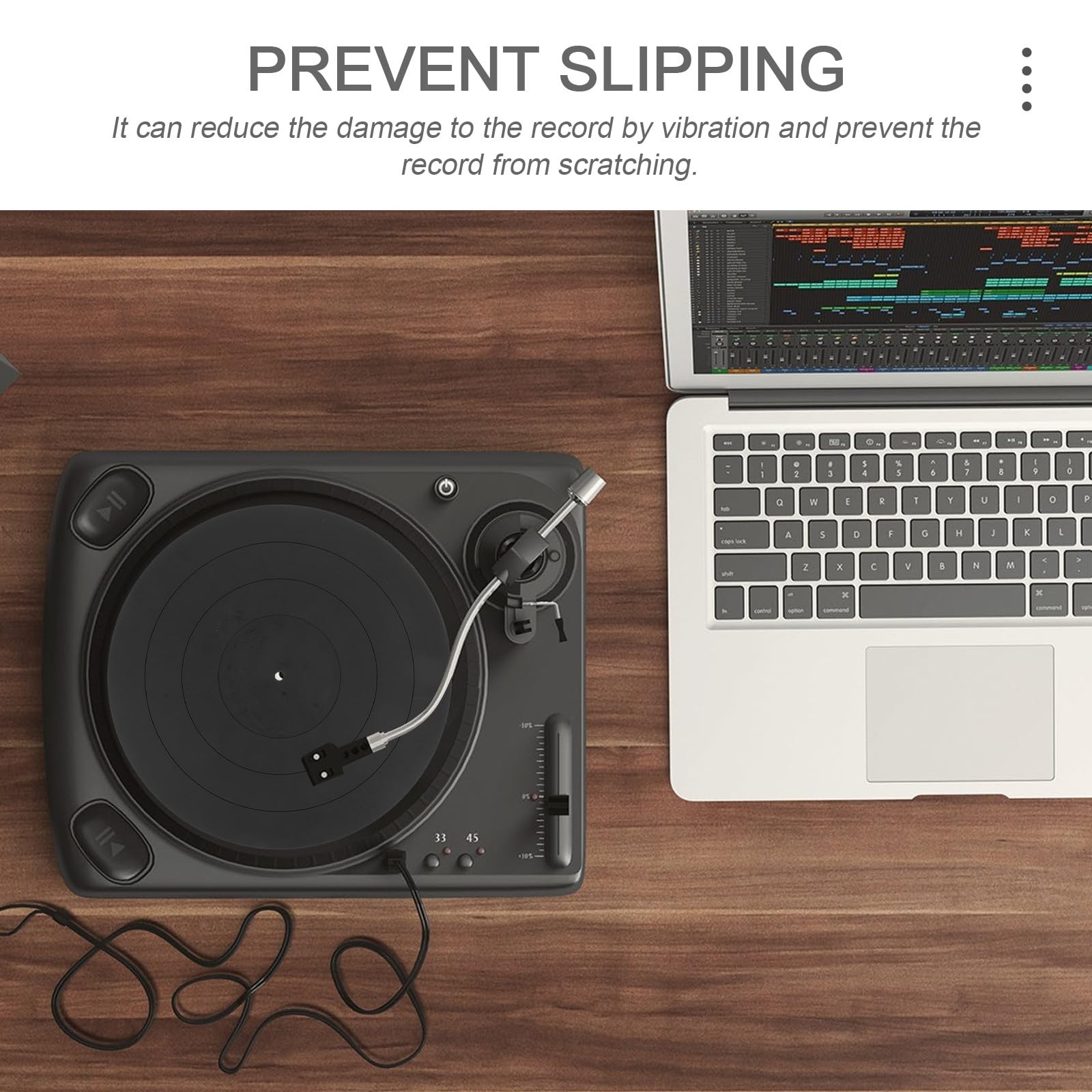 STOBAZA Alfombrilla Grosor de 3 Mm de Silicona Negra Tapete Protector y Antivibración para Plato Giratorio de 12 Pulgadas para Discos de Vinilo y Tocadiscos