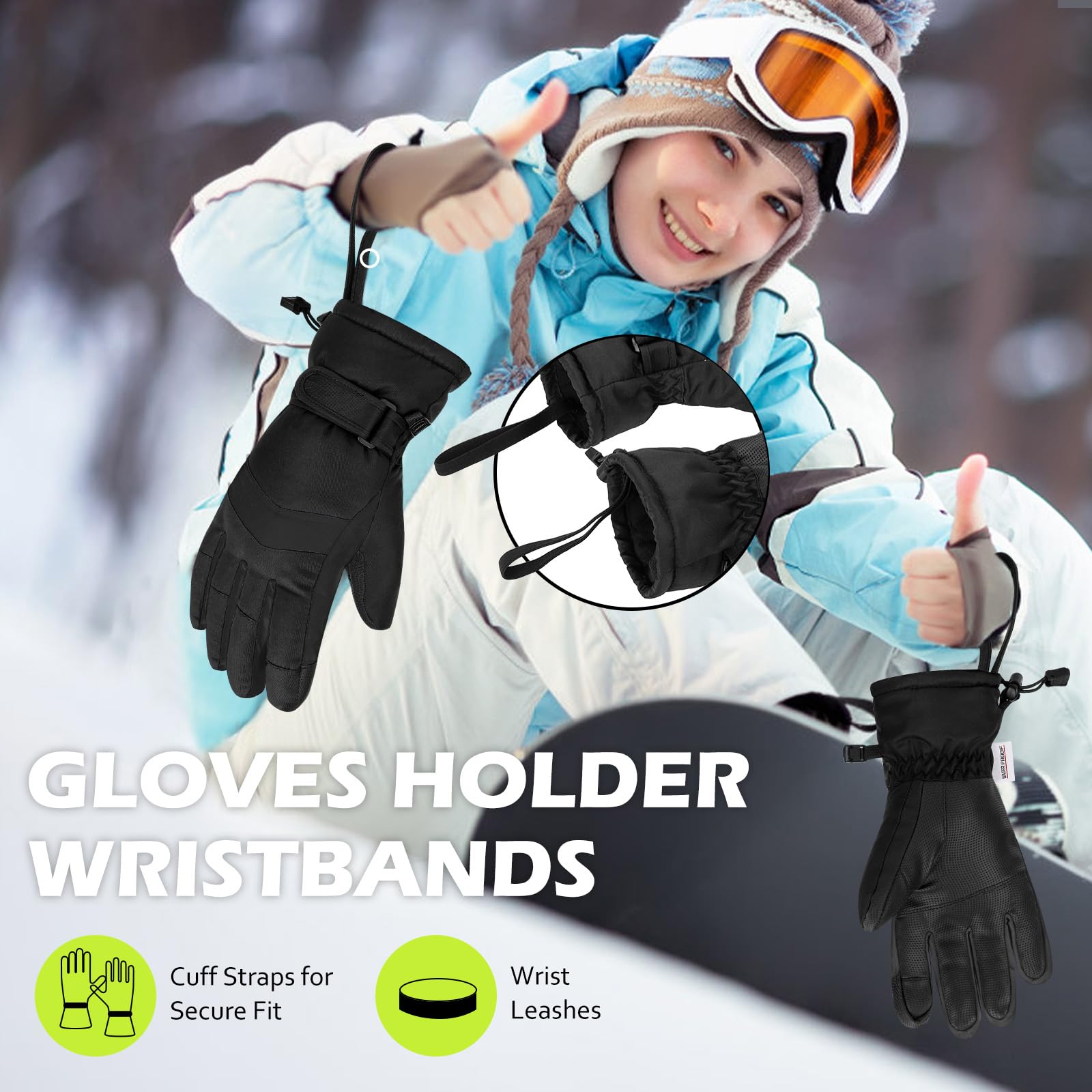 Guantes Invierno Mujer Impermeables Táctiles Nieve Esquí Moto Snowboard Bici Ciclismo