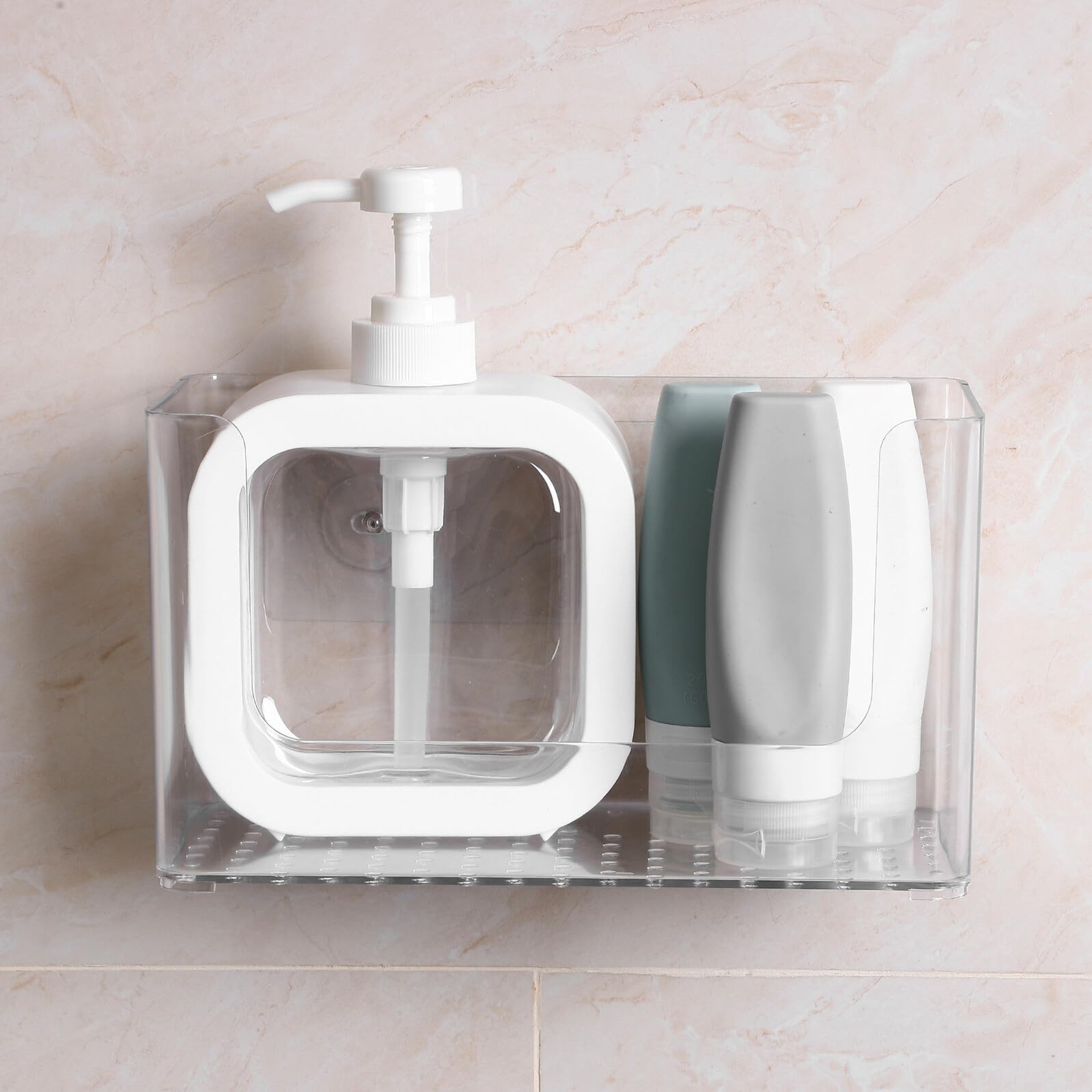 Gatuida 2 pezzi Scatola Portaoggetti da Parete Adesiva Trasparente Organizer Doccia Multifunzione per Bagno e Cucina con Design Sicuro e Facile da Pulire