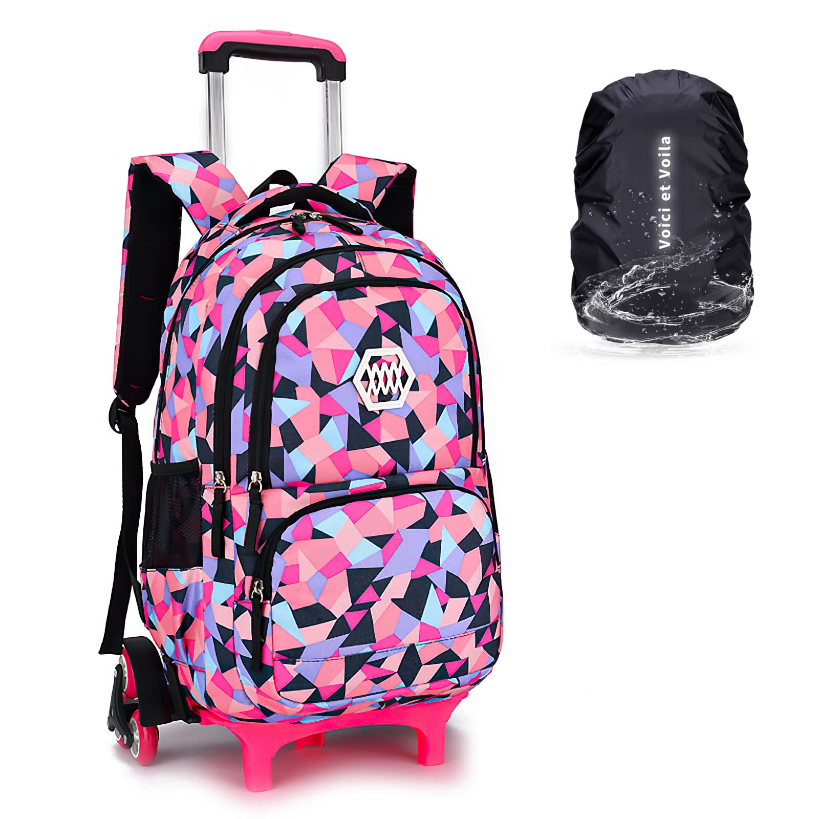 DYMY Mochila Escolar con Ruedas para Niñas Mochilas Infantiles Primaria Niños Niñas Bolsas Escolares con Ruedas Casual Escuela Cabina Niños Negro 33 * 24 * 48cm