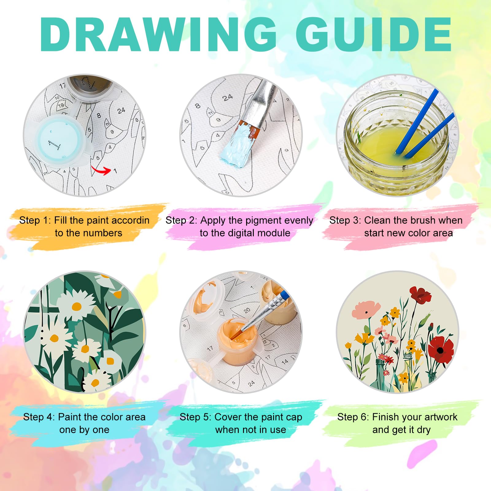 Paint by Numbers Kit - Wildflowers Art for Adults -6