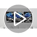 DZRWUBHS Large Wall Art For Living Room Wall Decor For Kitchen Black And White Canvas Prints Pictures Artwork Blue Rose Flowers Wall Paintings Modern Office Bedroom Room Home Decorations 3 Pieces