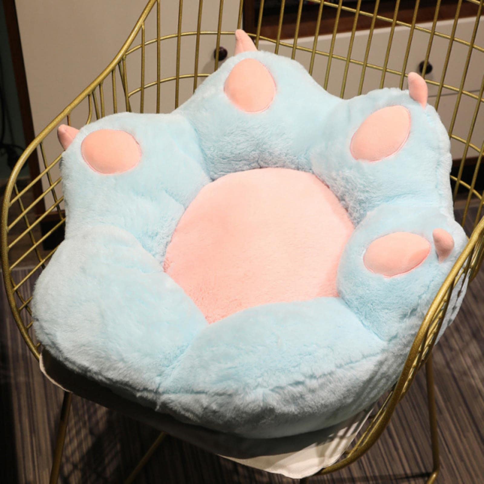 Almohada con forma de pata de gato y cojín de silla de felpa suave para suelo de casa