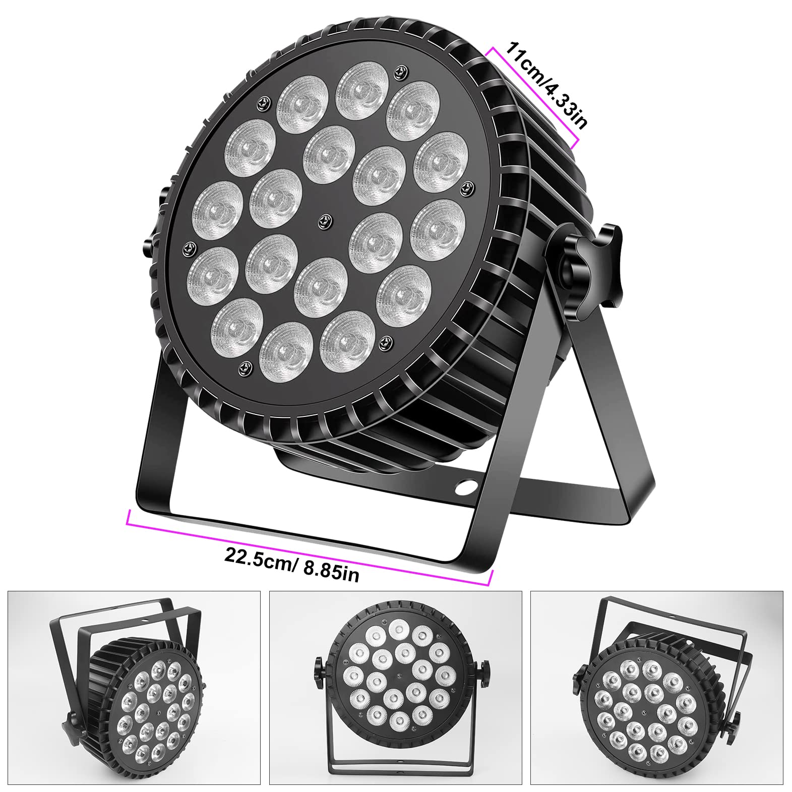 Proyector par LED UV 200W 18 LED luce de escena proyector discoteca luz fiesta, 8CH RGB DMX estroboscópico sonido modo activo iluminación del escenario DJ para show bar fiesta halloween