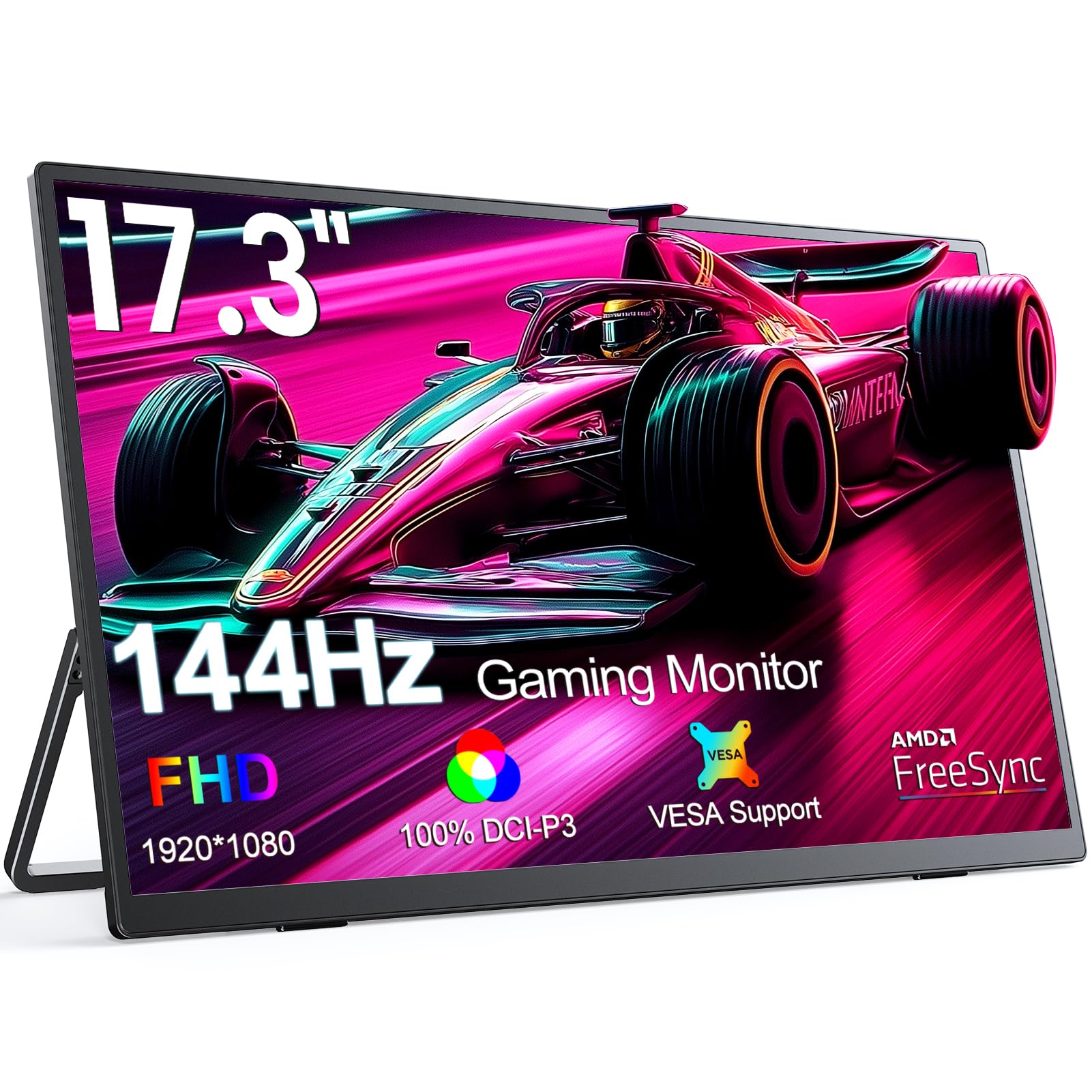 UPERFECT 17.3 Inch 144Hz Portable Gaming Monitor, FreeSync Premium, FHD 1080P HDR IPS Laptop Computer Monitor w/VESA & Stand HDMI USB C External Screen for Esports Xbox Switch PS5