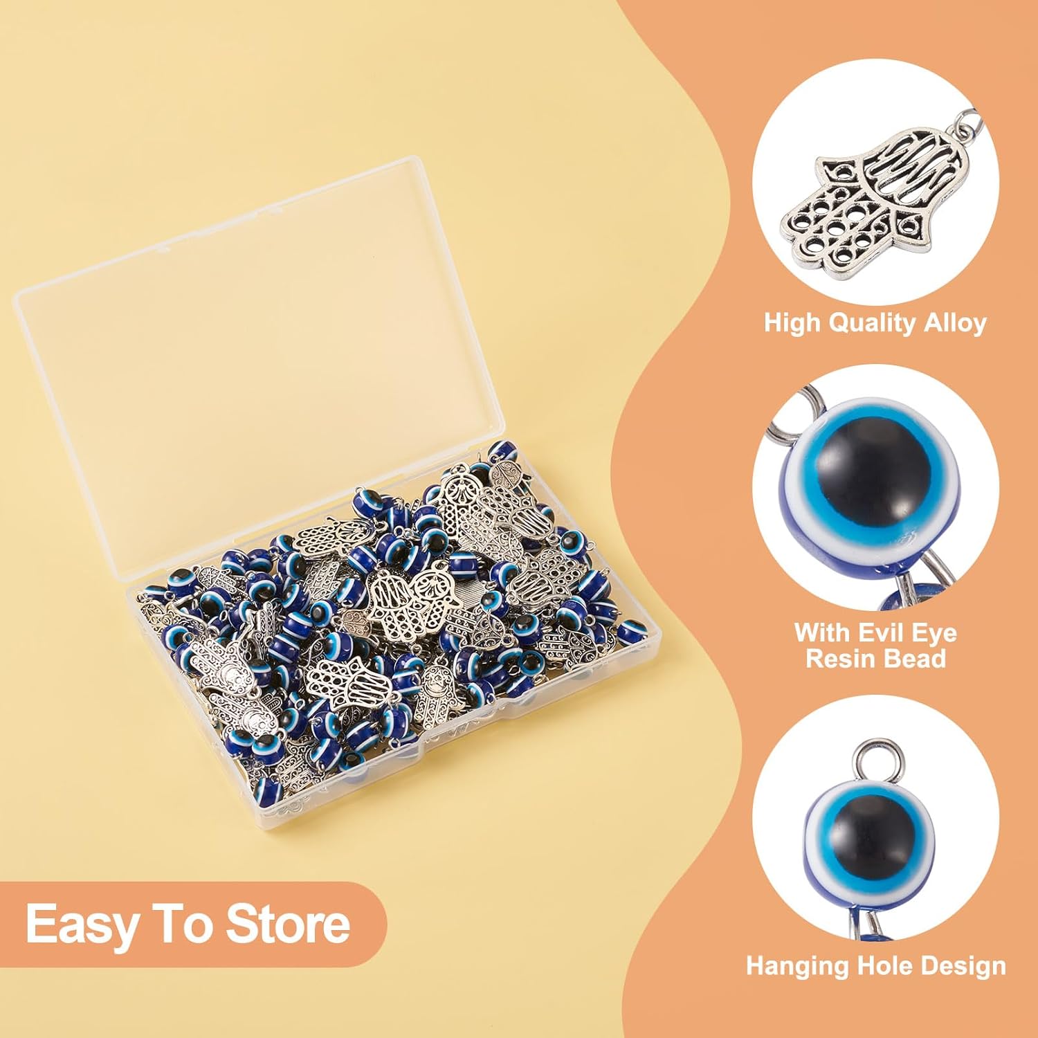 60pcs Tibetan Style Pendant with Evil Eye Antique Silver Flower Eye Sea Turtle Owl Butterfly Charms - Image 6