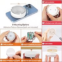 Vista 5 de Luces de disco con control remoto, iluminación inalámbrica para debajo del gabinete, funciona con pilas, luces de empuje para cocina, estante