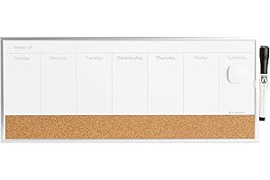 U Brands 18"x7.5" Magnetic Dry Erase Weekly Calendar