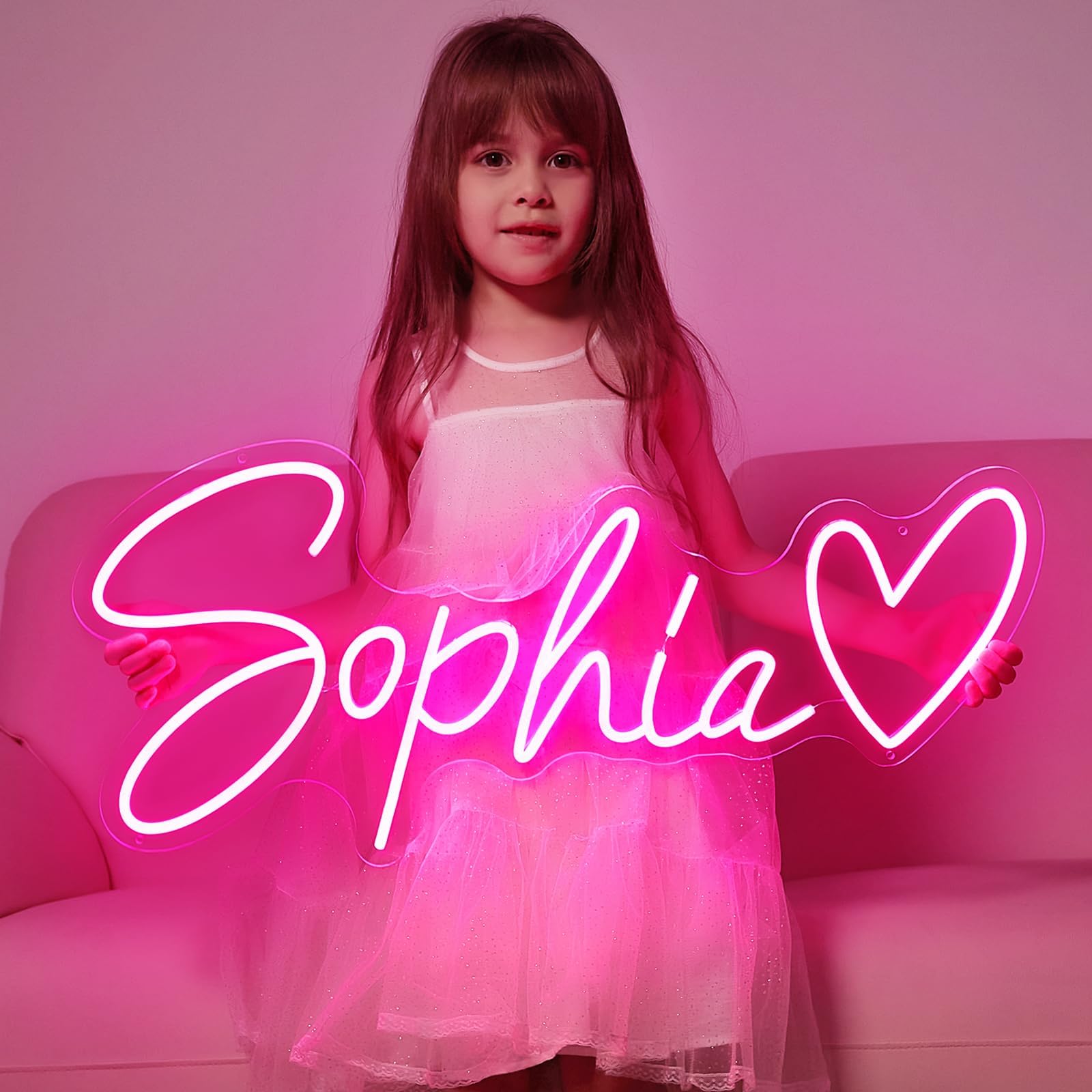 Custom Neon Sign Customizable for Wall Decor, Neon Name Sign Personalized for Birthday Wedding Gifts, LED sign for Bedroom Party Home Business, 10''-55''