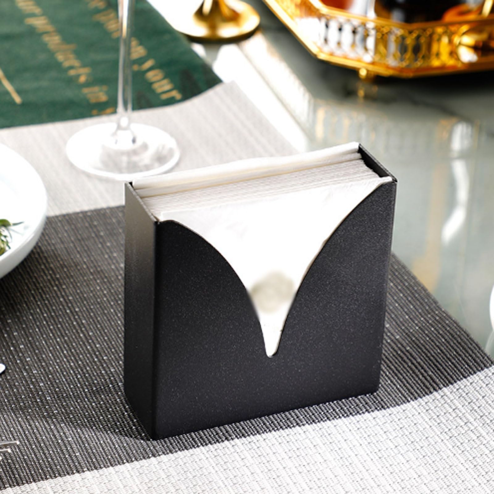 Toallero de papel de hierro negro (6 unidades) - Almacenamiento vertical cuadrado for hogar, bar, hotel - Servilletero grueso de 12 x 10 x 4 cm Servilleteros