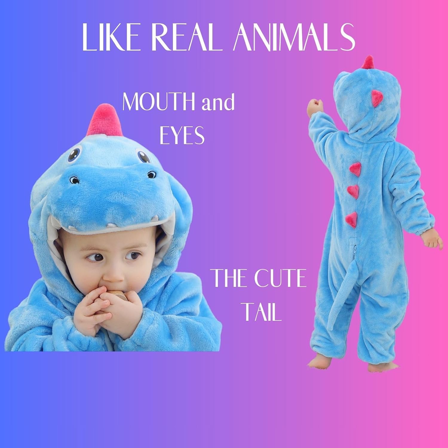 Baby Toddler Halloween Costume Infant Girl Boy Flannel Hooded Animal Onesie Romper Outfit Jumpsuit - Image 2