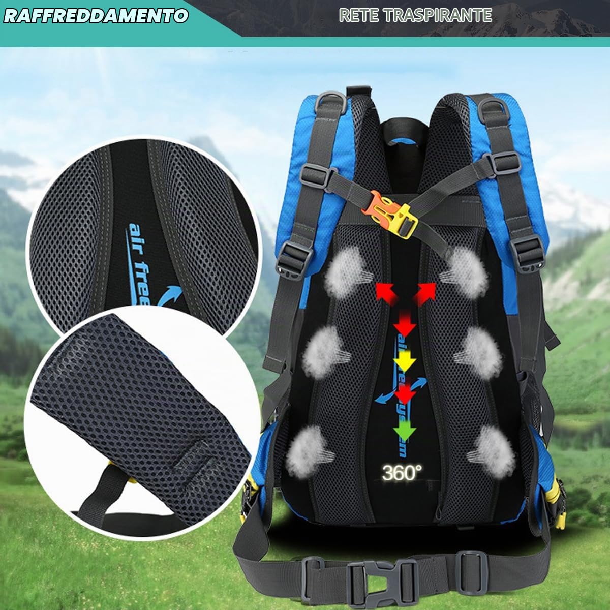 Zaino Trekking 40 Litri,Zaino Montagna Donna Uomo Impermeable con Spalliere Regolabili per Trekking,Campeggio,Alpinismo