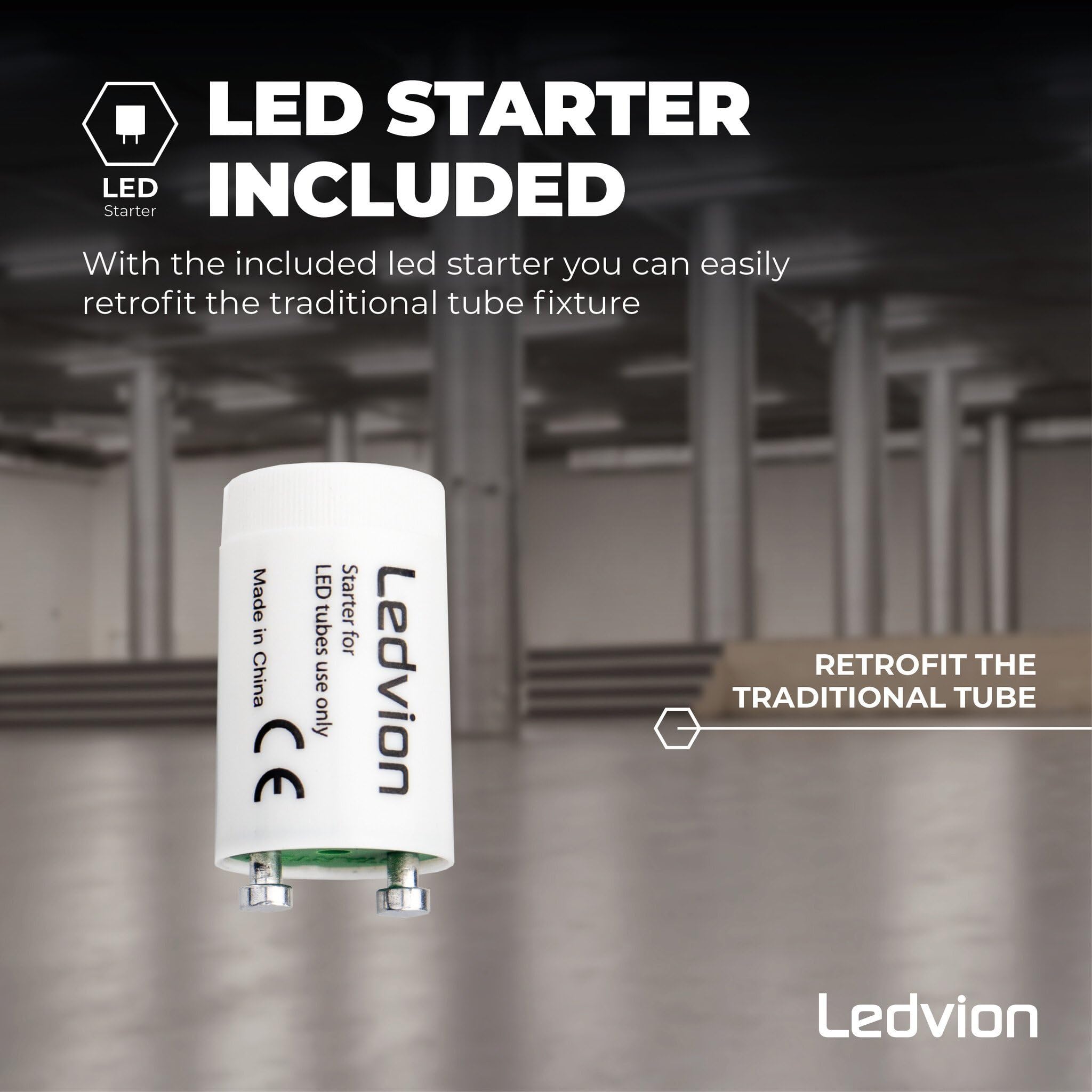Ledvion - 5X LED Röhrenlampe, 120CM, 18W, 4000K, 185lm/W, Energieklasse B, inkl. LED Starter