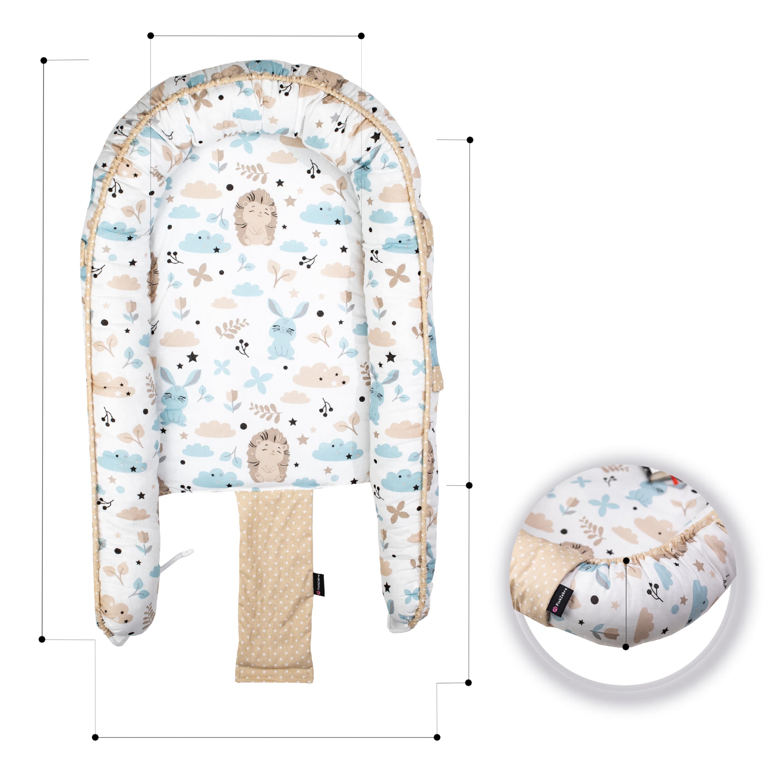 PinkZebra Tragetasche,2 in 1 Tragetasche, Tragenest Kokon aus Baumwolle, Igel und Freunde